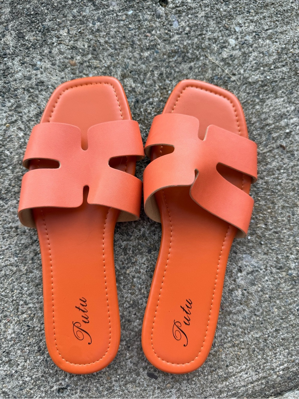 Orange Slide Sandals for Women